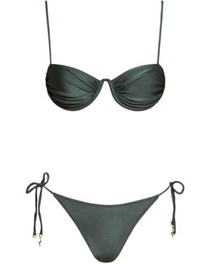 Noire Swimwear Monowire Satin Bikini Set - Green