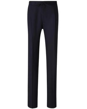 Lardini Drawstring-Waist Pressed-Crease Pants - Blue