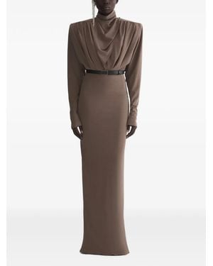 Mugler Column Power Dress - Brown