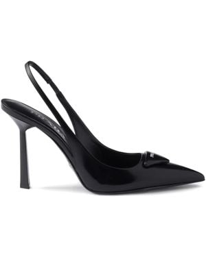Prada 100Mm Slingback Logo Court Shoes - Black