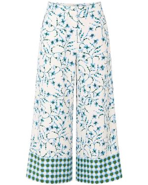 iBlues Floral-Print Gingham-Trim Pants - Blue