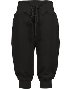 604SERVICE Lace-Up Cropped Track Trousers - Black