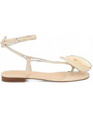Magda Butrym Silk Flower Tie-Fastening Sandals - Natural