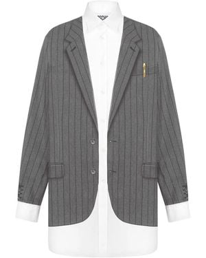 Moschino Blazer-Print Shirt - Grey