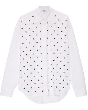 MSGM Blouse Verfraaid Met Studs - Wit