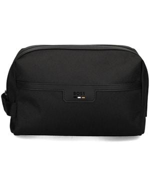 BOSS Toilettas Met Logodetail En Rits - Zwart