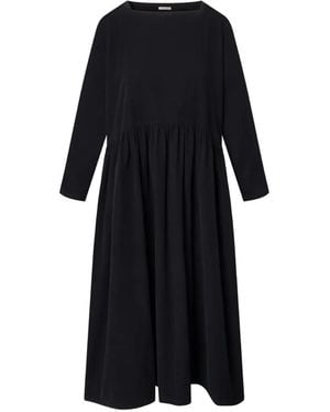 Black Crane Ruffled Midi Dress - Black