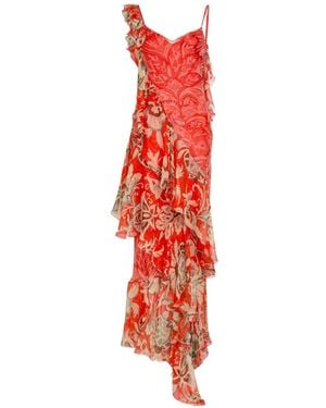 Etro Paisley-Print Ruffled Dress - Red