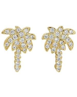 Anita Ko 18K Palm Tree Diamond Earrings - Metallic