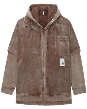 Maison Mihara Yasuhiro Kapuzenhemd Im Layering-Look Aus Cord - Braun