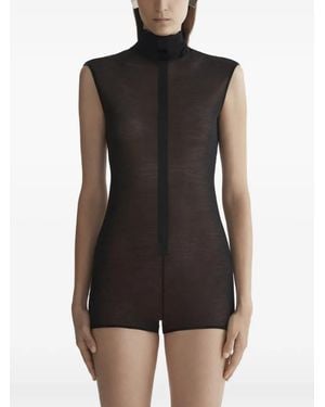 Mugler Sleeveless Tuxedo Bodysuit - Black