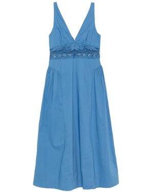 Posse Veda Crochet-Trim Midi Dress - Blue