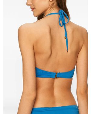 MICHAEL Michael Kors Twist-Front Halterneck Bikini Top - Blue