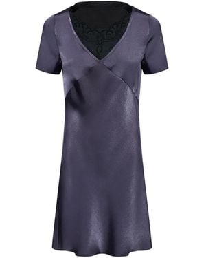 MM6 by Maison Margiela Double Layer Lining-Look Slip Dress - Blue