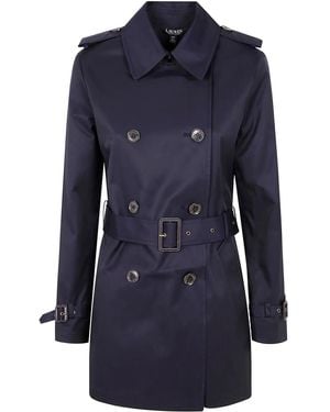 Ralph Lauren Double-Breasted Trench Coat With Logo - Blue