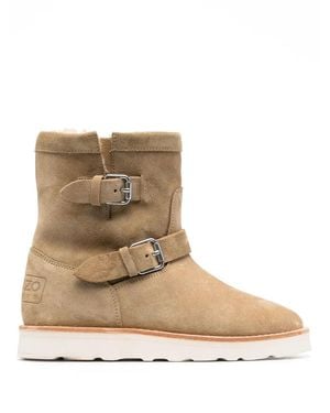 KENZO Buckle-Detail Suede Boots - Natural