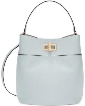 Furla Amelia Lock Leather Bucket Bag - Blue
