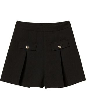 Twinset Crêpe Shorts With Heart-Shaped Buttons - Black