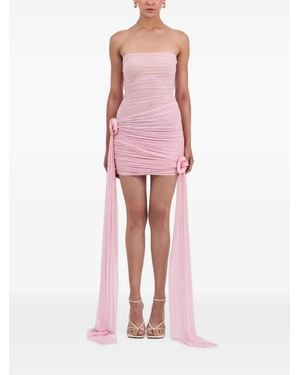 Maygel Coronel Claustro Ruched Floral-Detail Mini Dress - Pink