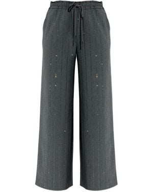 Self-Portrait Beaded Drawstring Pants - Gray