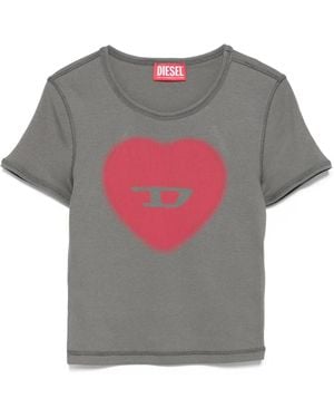 DIESEL T-Ele Heart-Print T-Shirt - Gray