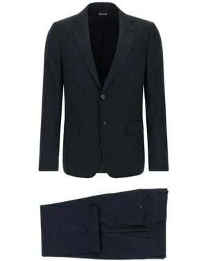 ZEGNA Pinstriped Button Suit - Blue