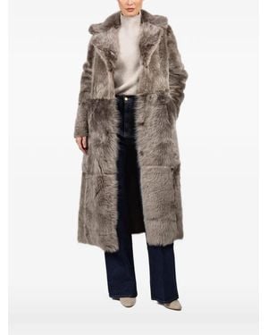 Hiso Reversible Fur Coat - Neutre