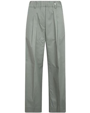 Myths Pleated Elasticated-Waistband Trousers - Grey