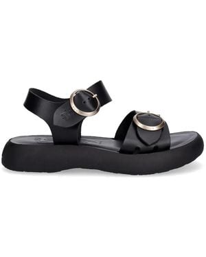 Fly London Buckle-Fastening Leather Sandals - Black