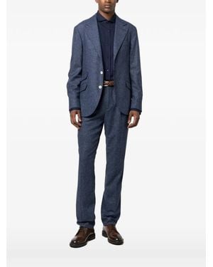 Brunello Cucinelli Textured Tailored Suit - Blue