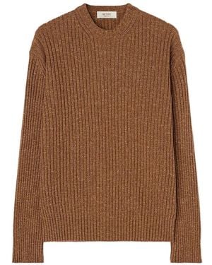 RETORI Ribbed-Knit Crew-Neck Jumper - Brown