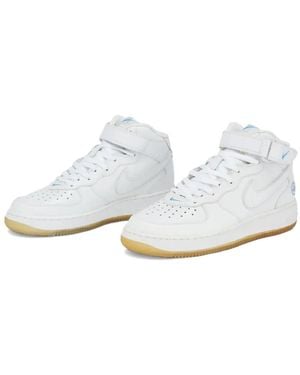 Nike Air Force 1 Mid Croc-Effect Trainers - White