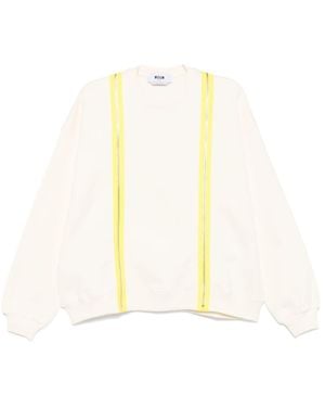 MSGM Zip-Embellished Dropped Shoulder Cotton Sweatshirt - White