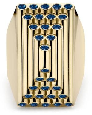 Pragnell 18Kt Pyramid Sculptural Sapphire Cocktail Ring - White