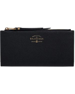 Balenciaga Logo-Print Zipped Wallet - Black