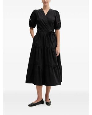 DKNY Tiered Lace-Insert Midi Dress - Black