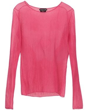 Tom Ford Sheer Long-Sleeve Top - Pink