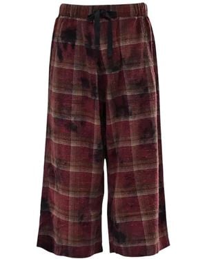 R13 Plaid-Check Bleached-Effect Trousers - Purple