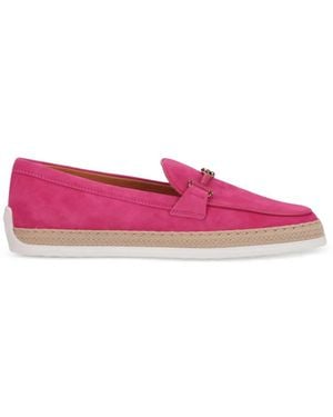 Tod's Mocassins En Cuir À Semelle Tressée - Pink