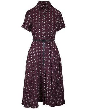Altuzarra Geometric-Print Belted Midi Dress - Purple