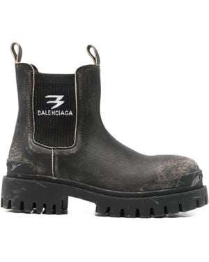 Balenciaga Strike Logo Chelsea Boots - Black