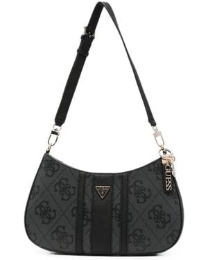 Guess Logo-Monogram Shoulder Bag - Black