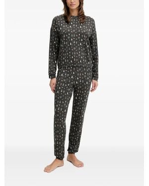 Benetton Christmas-Print Pyjamas - Black