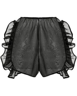 Ioana Ciolacu Peony Ruffle-Trim Cotton Shorts - Black