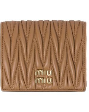 Miu Miu Small Matelassé Nappa Wallet - Brown