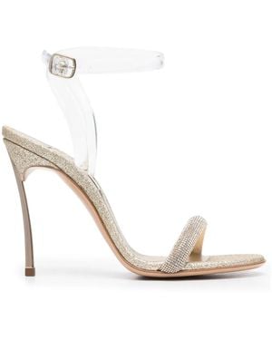 Casadei Transparent High Heel Sandals With Glitter Finish - White