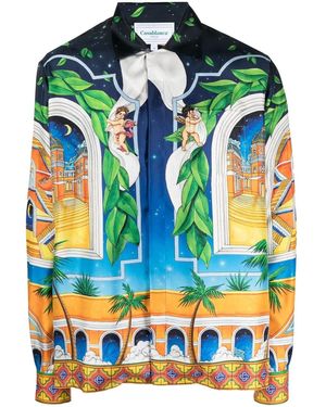 CASABLANCA Cuban Collar Silk Shirt Maison D'ete - Multicolour