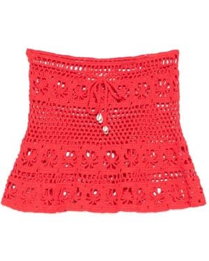 TERRY PUESTO Crochet-Knit Skirt - Red