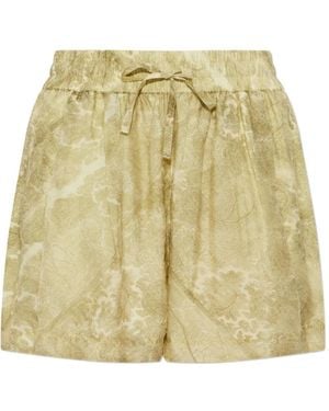 AllSaints Isla Paisley-Print Shorts - Metallic