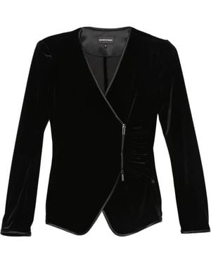 Emporio Armani Velvet Blazer Jacket - Black